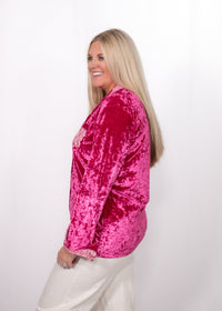 Side Julia Top pink velvet top