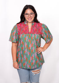 Front Kara Top cactus print top