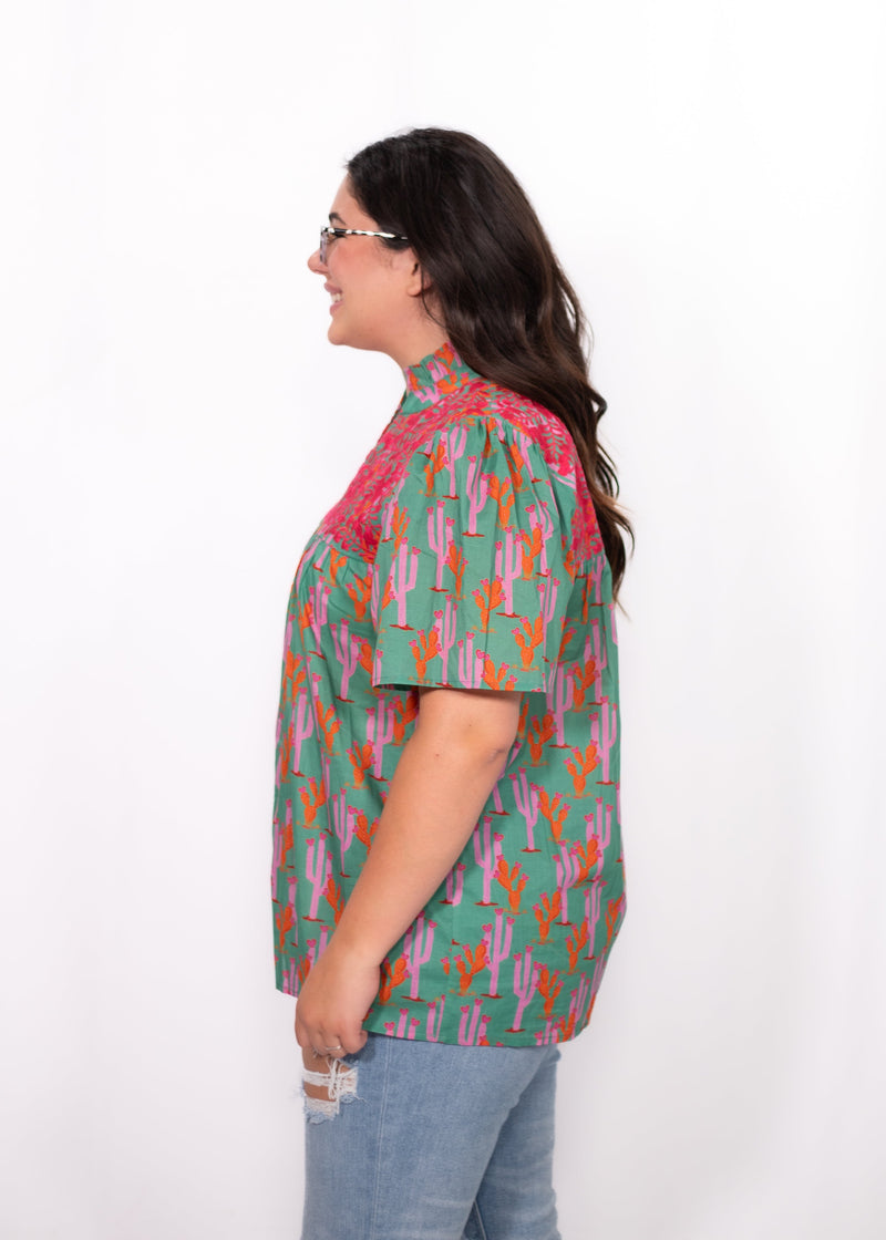 Side Kara Top cactus print top