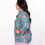 Side Tina Top cactus and rainbow printed button up.