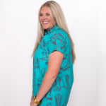 Side Shelby Top turquoise boot button up