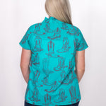 Back Shelby Top turquoise boot button up
