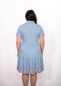 Back Sage Dress denim pearl snap dress