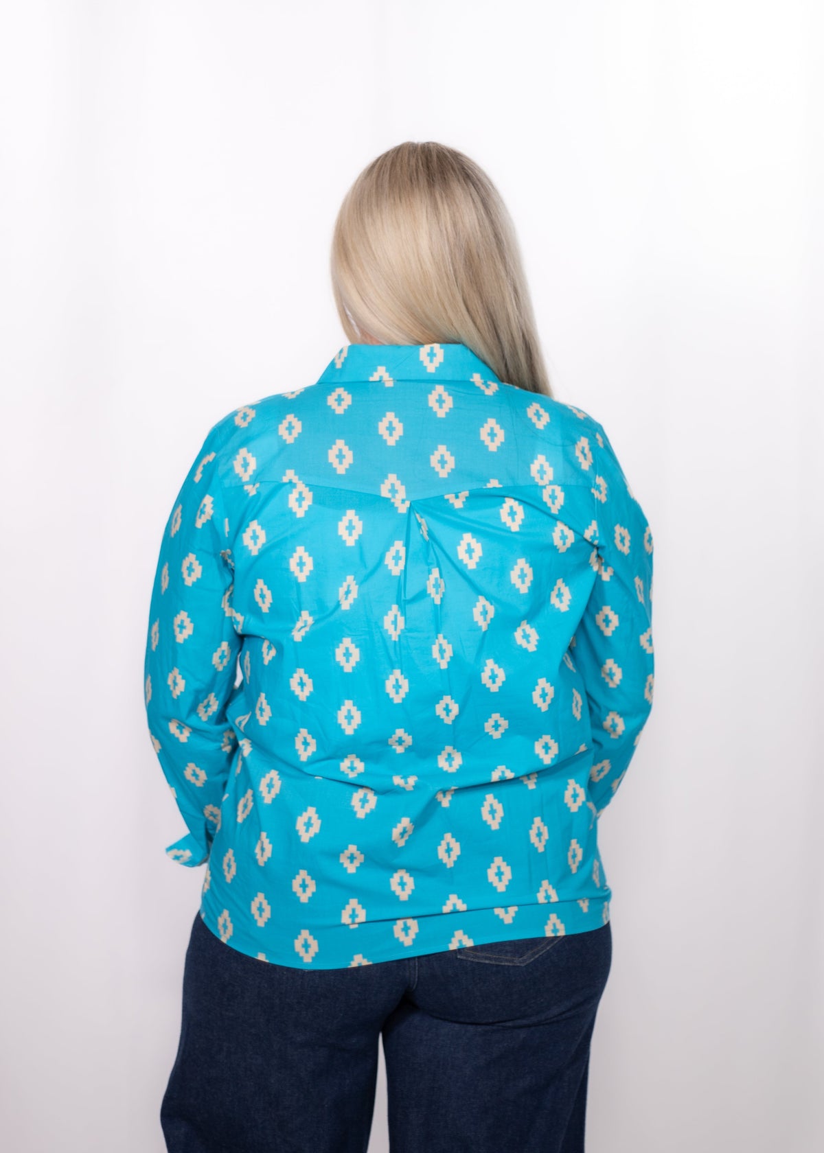 Back Mindy Top blue aztec top.