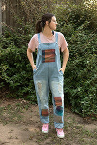 Ollie Demin Sleeveless Long Overalls Front