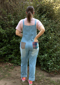 Ollie Demin Sleeveless Long Overalls Back