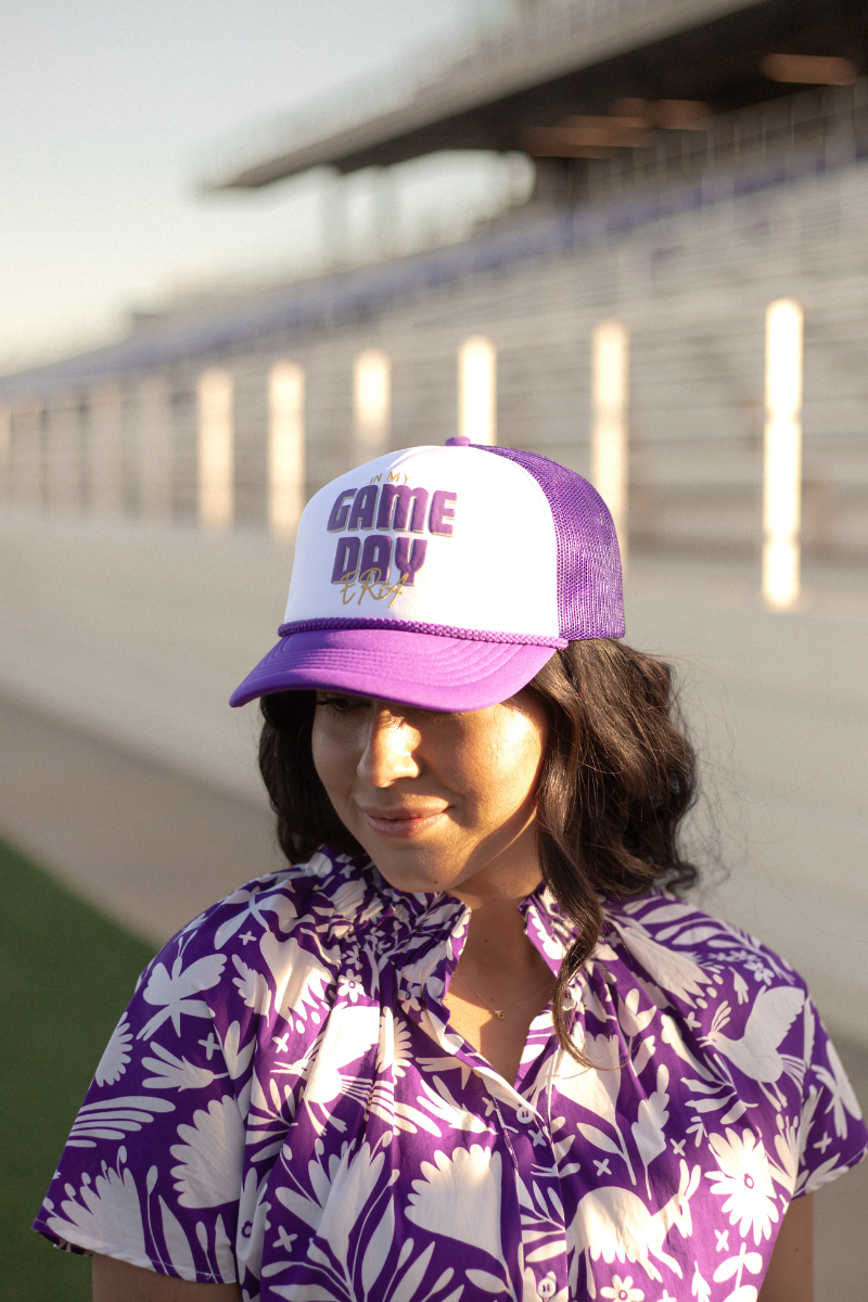 In My Game Day Era White/Purple Cap with Gold Details