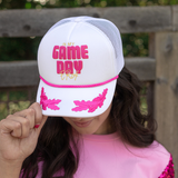 In My Game Day Era White Cap with Pink Embroidery and Yellow Details Front