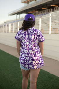 Walsh White and Purple Short Sleeve Top Back