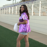 Autry White Embroidery Short Sleeve Purple Metallic Top Side
