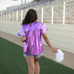 Autry White Embroidery Short Sleeve Purple Metallic Top Back