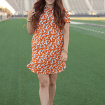 Tailgate White/Grey Boot Design Short Sleeve Orange Dress Front