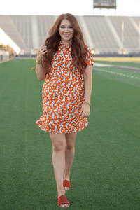 Tailgate White/Grey Boot Design Short Sleeve Orange Dress Front