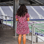 Tailgate White/Grey Boot Design Short Sleeve Maroon Knee Length Dress Back
