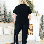 Twinkle Black Short Sleeve Pullover and Shimmer Black Long Joggers Back