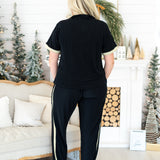 Twinkle Black Short Sleeve Pullover and Shimmer Black Long Joggers Back