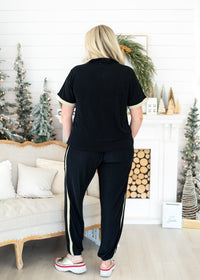 Twinkle Black Short Sleeve Pullover and Shimmer Black Long Joggers Back