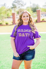Game Day Embroidered Spirit Tee - Purple/gold